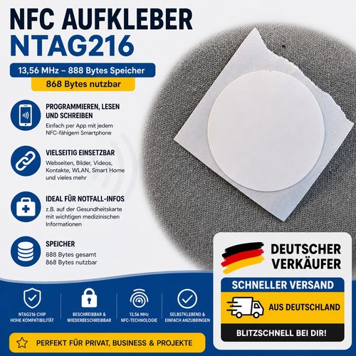 10x nfc aufkleber ntag216 - 10x,